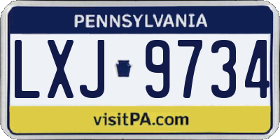 PA license plate LXJ9734