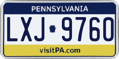 PA license plate LXJ9760