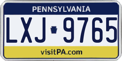 PA license plate LXJ9765