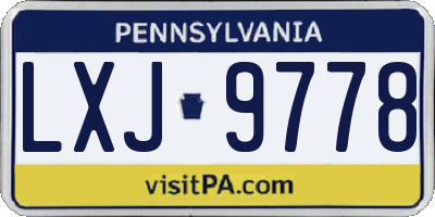 PA license plate LXJ9778