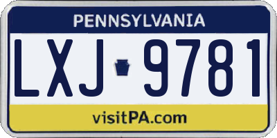 PA license plate LXJ9781