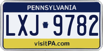 PA license plate LXJ9782