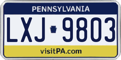 PA license plate LXJ9803