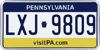 PA license plate LXJ9809
