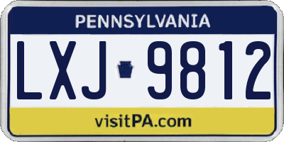 PA license plate LXJ9812