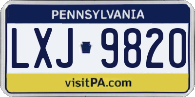 PA license plate LXJ9820