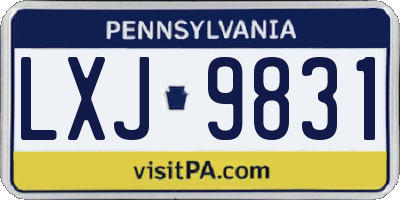 PA license plate LXJ9831