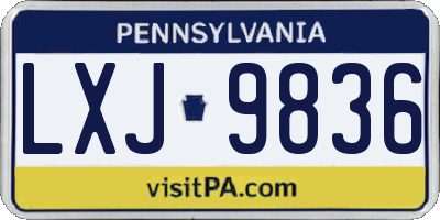 PA license plate LXJ9836
