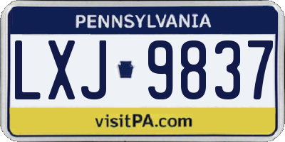 PA license plate LXJ9837