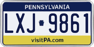 PA license plate LXJ9861