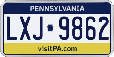 PA license plate LXJ9862