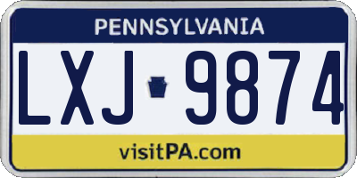 PA license plate LXJ9874