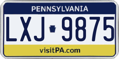 PA license plate LXJ9875