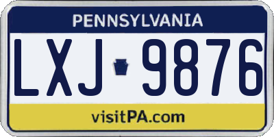 PA license plate LXJ9876