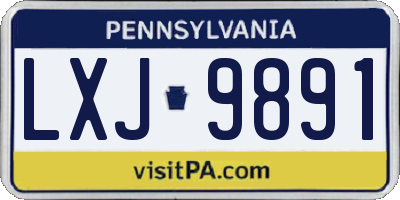 PA license plate LXJ9891