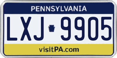 PA license plate LXJ9905