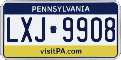 PA license plate LXJ9908