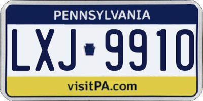 PA license plate LXJ9910
