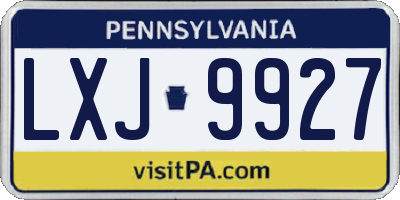 PA license plate LXJ9927