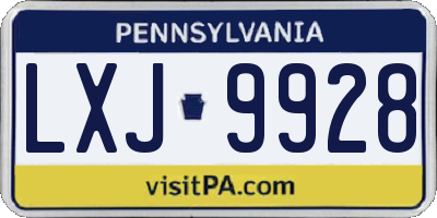 PA license plate LXJ9928