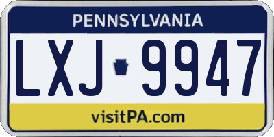 PA license plate LXJ9947