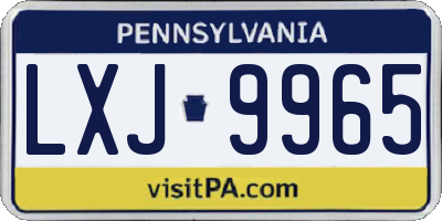 PA license plate LXJ9965