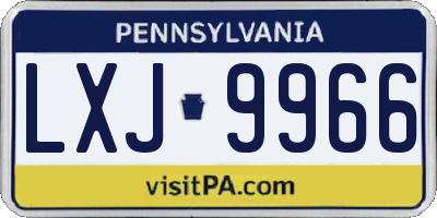 PA license plate LXJ9966