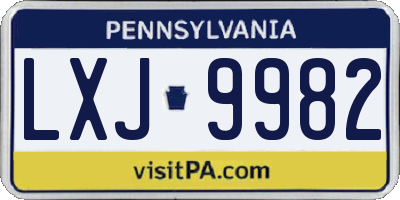 PA license plate LXJ9982