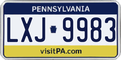 PA license plate LXJ9983