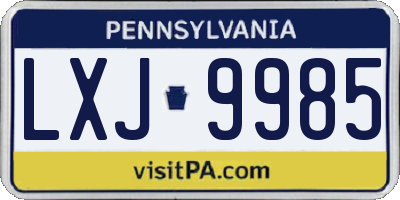 PA license plate LXJ9985