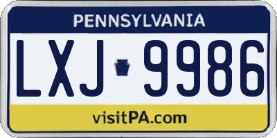 PA license plate LXJ9986