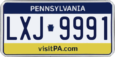 PA license plate LXJ9991