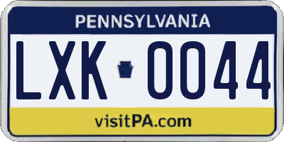 PA license plate LXK0044
