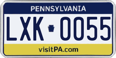 PA license plate LXK0055