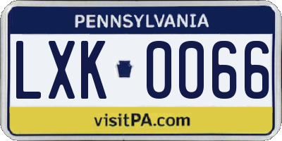 PA license plate LXK0066