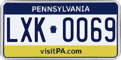PA license plate LXK0069