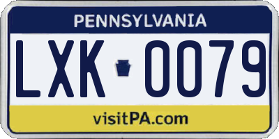 PA license plate LXK0079