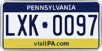 PA license plate LXK0097