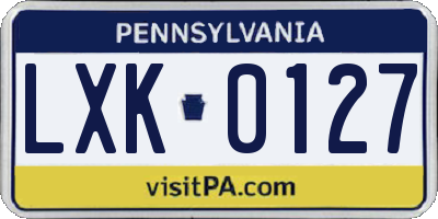 PA license plate LXK0127