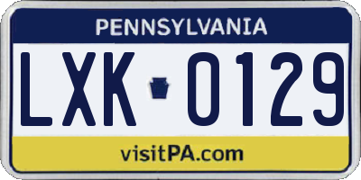 PA license plate LXK0129