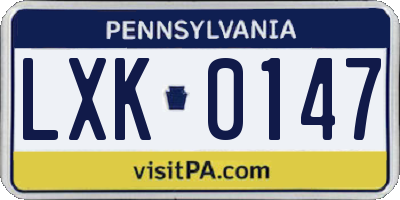 PA license plate LXK0147