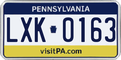 PA license plate LXK0163