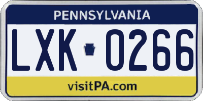PA license plate LXK0266