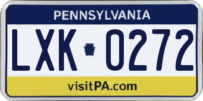 PA license plate LXK0272