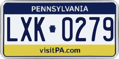 PA license plate LXK0279