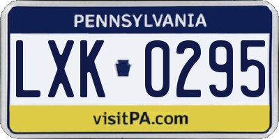 PA license plate LXK0295