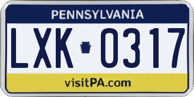 PA license plate LXK0317
