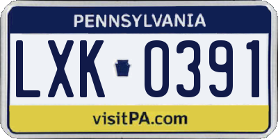PA license plate LXK0391