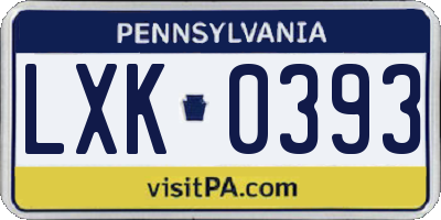 PA license plate LXK0393