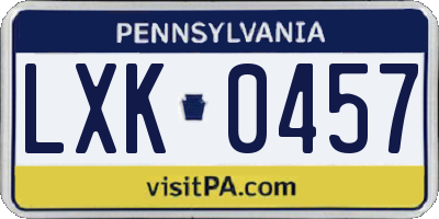PA license plate LXK0457